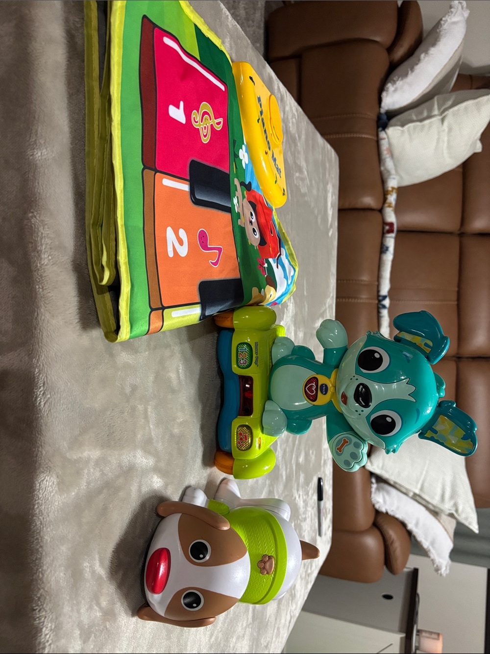 Interactive V-Tech Teal Puppy, Musical Learning Toy with Play Mat